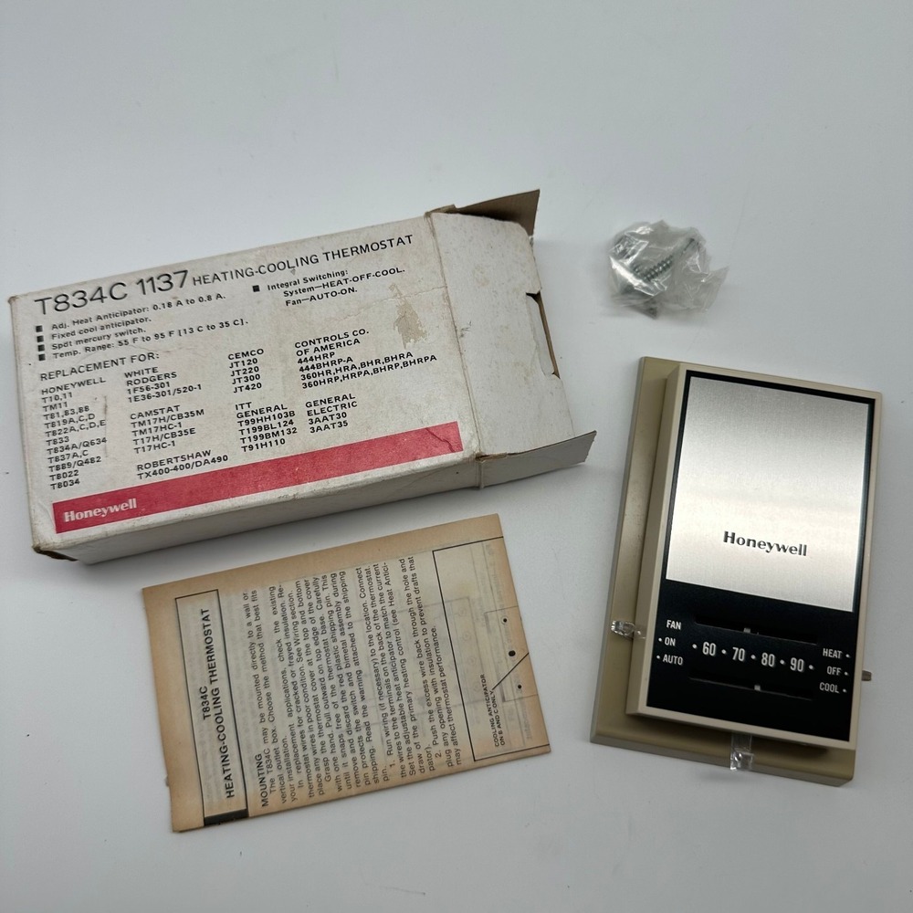 Honeywell T834C1137 Non-Programmable Thermostat Wall Mounted 30V Max Low Voltage
